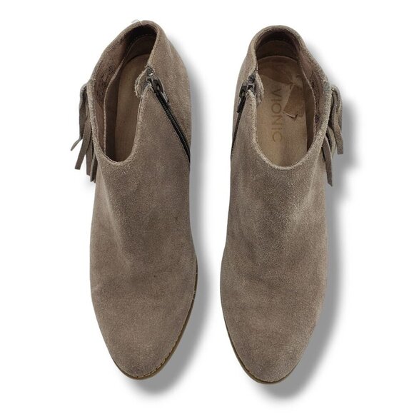 Vionic Faros Fringed Bootie Womens‎ 8.5 Brown Suede Ankle Zipper - Picture 7 of 9
